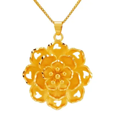 Ethnic Sand Gold Flower Pendant Women