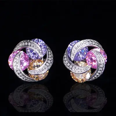 Zircon Stud Earrings Mix Color Women's Daily Wear