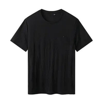 Men Black Round Neck T-Shirt Casual Summer Wear