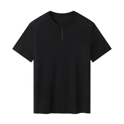 Men's Black Button T-Shirt Summer New