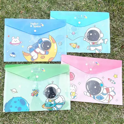 Creative Stationery Cute Cartoon File Bag A4 Cartoon Children's Buckle Bag File Set Clip Test Paper Bag Data Contract Bag