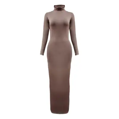 Women's 2025 Long Sleeve High Collar Dress Yellow