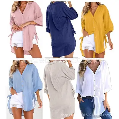 Green Linen Crossbody Shirt for Women 2024 Spring Summer