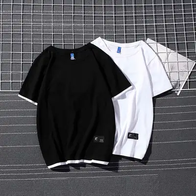 Men Black Cotton Short Sleeve T-Shirt Summer Wear