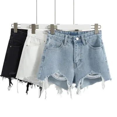 Women's 2020 Ripped Irregular Frayed Wide Leg Shorts