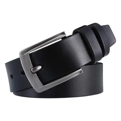 Men's Black Genuine Leather Pin Buckle Belt