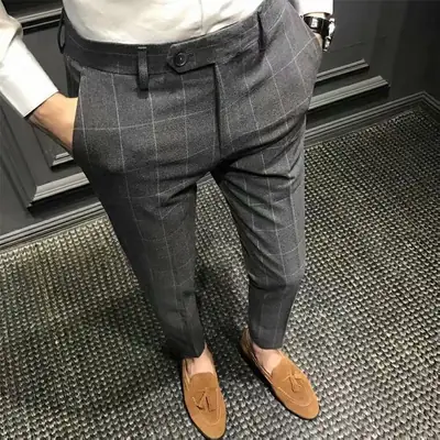 Men Slim Fit Black Trousers 2021 Spring Summer