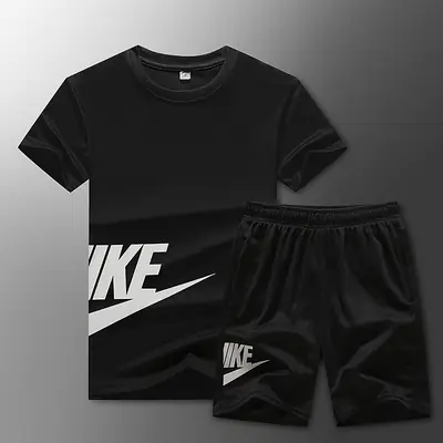 Men Printed Nike Shorts Set Black Summer Casual