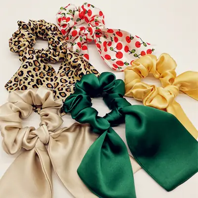 Silk Hair Ties & Bow Set for Women