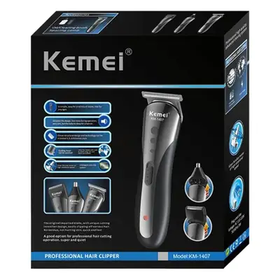 Three-in-One Hair Clipper with Red & Silver Design