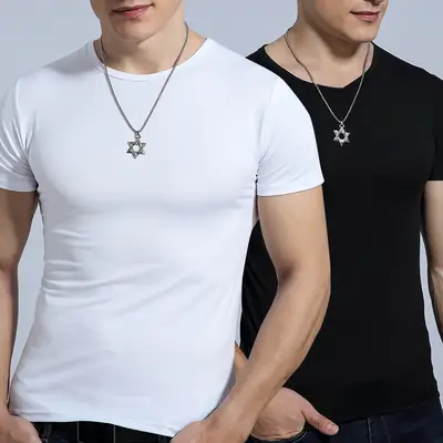 Men's Black Crop T-Shirt 2023 Short Sleeve
