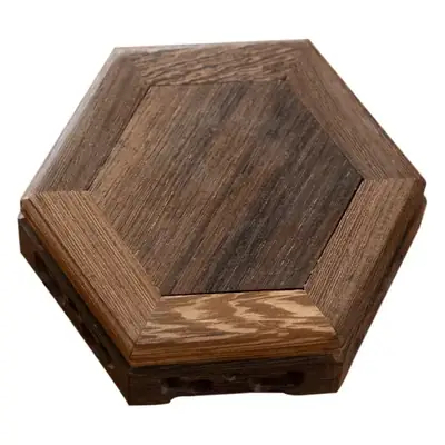 Carved Wooden Tea Mat with Floral Vase and Buddha Base