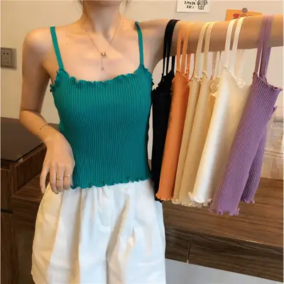 Women's Summer Knit Camisole with Wooden Ear Bumps