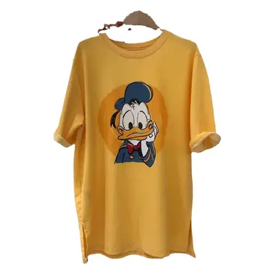 Women Korean Cartoon Print T-Shirt Black