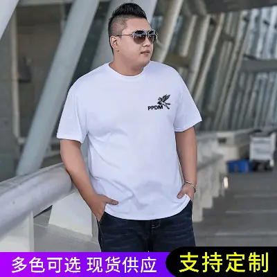 Men Cotton Printed T-Shirt Black Round Neck Plus Size