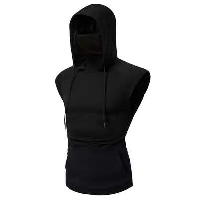 Men Hooded Call of Duty Mask Vest Black