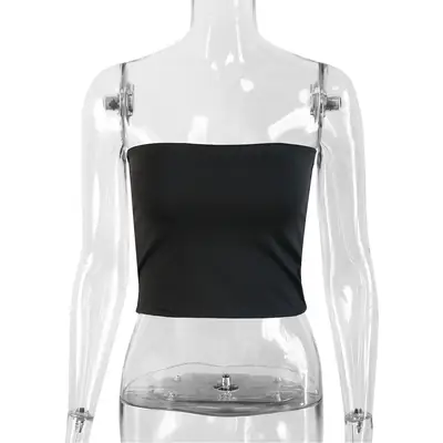 Black Off-Shoulder Halter Neck Crop Top with Chest Pads