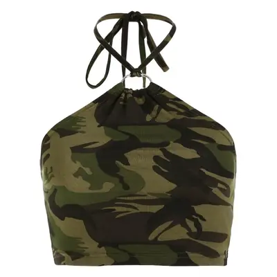 Camouflage Camisole with Halterneck Sleeveless Top