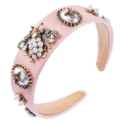 Wide Bristled Hair Accessory with Rhinestones & Pearls