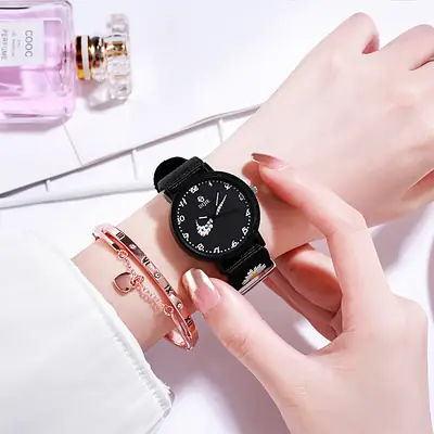 Black Couple Watch for Women's Fashion Elegant Luxury Quartz