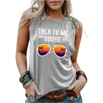 Women's Maroon Backless Vest with "Talk to Me Goose" Print