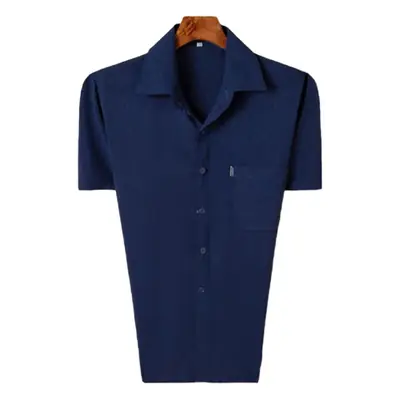 Men Navy Blue Short Sleeve Shirt Plus Size