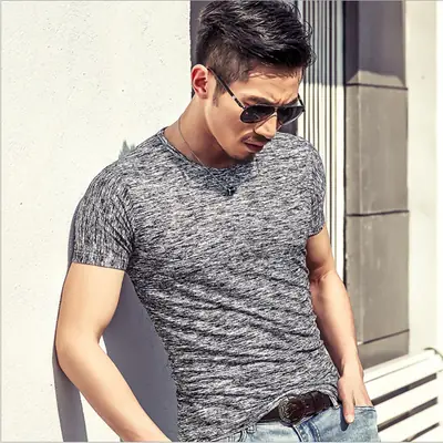 2025 Men Grey Marbled T-Shirt Short Sleeve