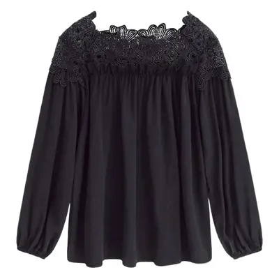 2020 Korean Style Black Lace Chiffon Top for Women