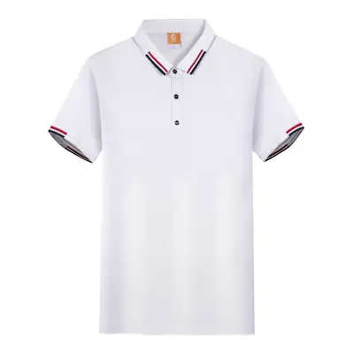 Men's Grey Polo Shirt with Red Blue Trim