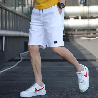 Men 2020 Light Blue Thin Summer Shorts with Nike Shoes