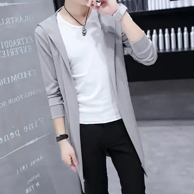 Men's Black Korean Style Windbreaker Capable