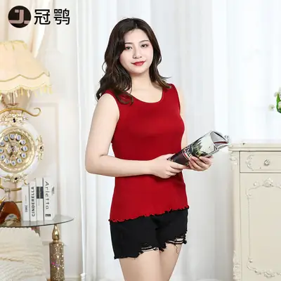 Women's Red Sleeveless Vest Plus Size Modal Fabric