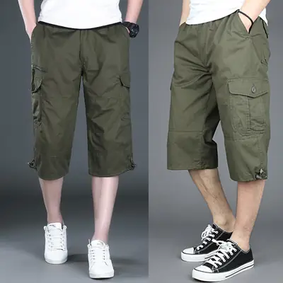 Men's 7-Pocket Beach Pants Olive Green Large