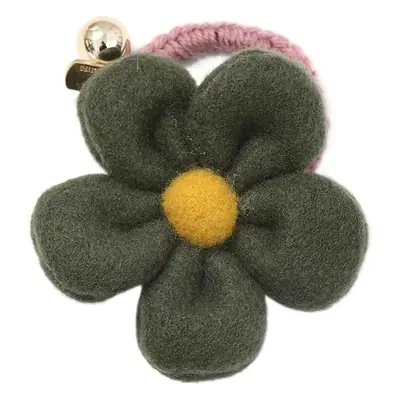 Plush Flower Hair Ropes for Women Green Yellow Beige