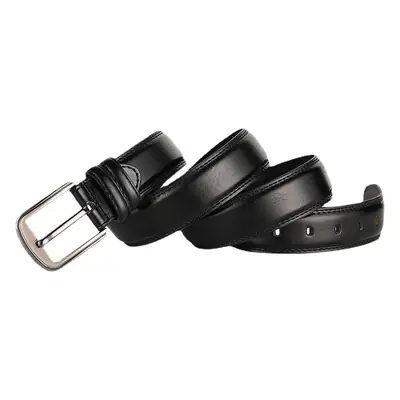 Men's Black Leather Belt with Silver Buckle