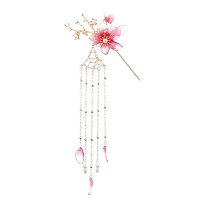 Retro Jade Flower Tassel Hairpin for Women