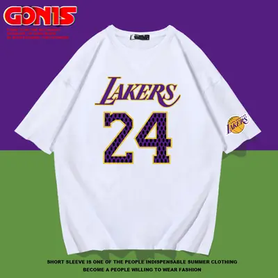 Men Lakers 24 T-Shirt Red Short Sleeve Summer