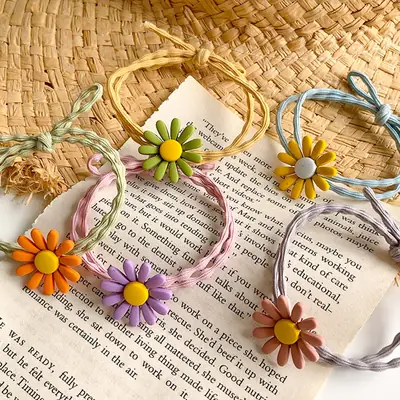 Sweet Daisy Hair Rings for Women with Colorful Braids