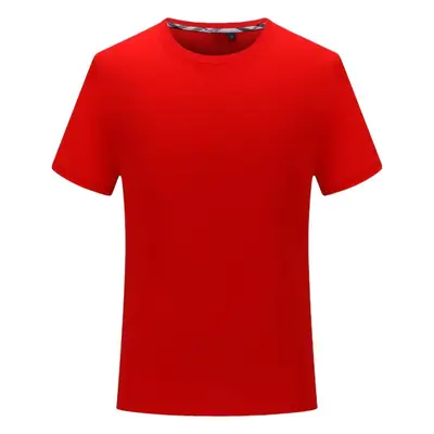 Summer Cotton Round Neck T-Shirt White Blue Red