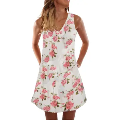 Women Floral Pink Skirt Summer Dress 2021