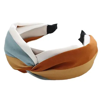 Women's Cross Pressed Hair Hoop Yellow Grey Wide Strap
