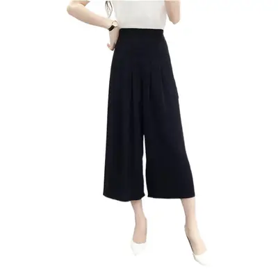 Women Wide Leg Pants Navy Blue High Waist Summer 2025