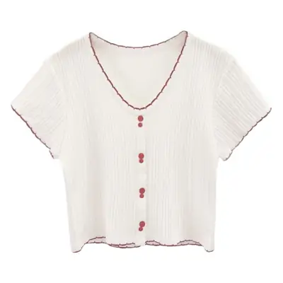 V-Neck Ice Silk Knitted Top for Women