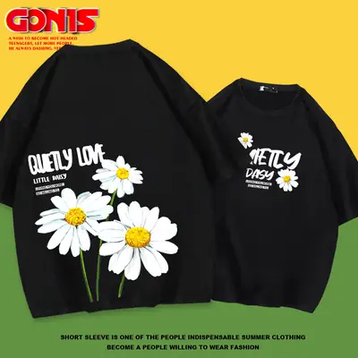 Little Daisy Flower T-Shirt Blue Men Women Loose Fit