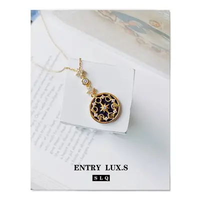 Blue Sand Stone Sun Moon Star Exquisite Clavicle Chain ins Necklace Distinctive Light Luxury High Sense S925 Silver Elegant Women's Chain