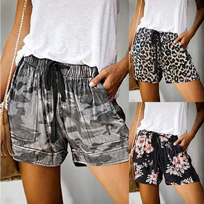 Women's 2023 Camouflage Elastic Waist Shorts