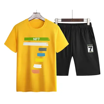 Men 2Pc T-Shirt Shorts Set NEF7 Graphic Print