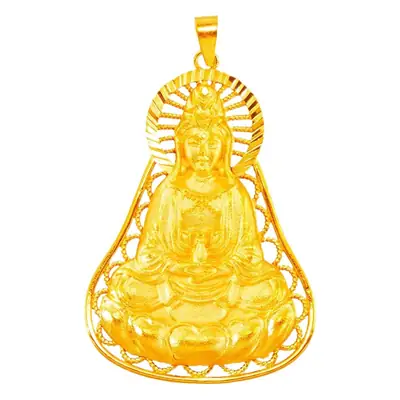 Golden Guanyin Pendant for Men Women Ethnic Jewelry