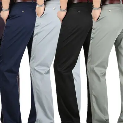 Spring Men Straight Cut Pants Large Cream