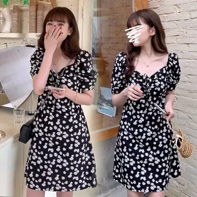 Xiaozouju Chiffon Dress Women Loose Waist Slimming